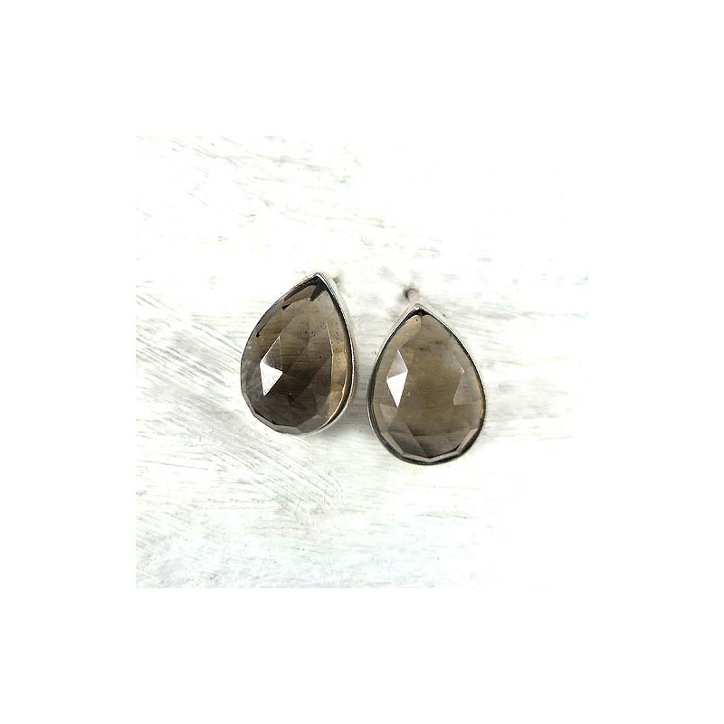 Rauchquarz Ohrstecker Tropfen
